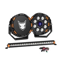 LIGHTFOX OSRAM 9" Laser Round Driving Lights 20" Single Row LED Light Bar Spot