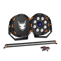 LIGHTFOX OSRAM 9" Laser Round Driving Lights 28" Single Row LED Light Bar Spot