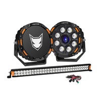 LIGHTFOX OSRAM 9" Laser Round Driving Lights 30" Dual Row LED Light Bar Headlight