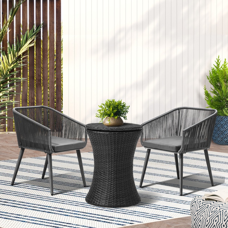 Buy Livsip 3PCS Outdoor Furniture Lounge Setting Ice Bucket Black ...