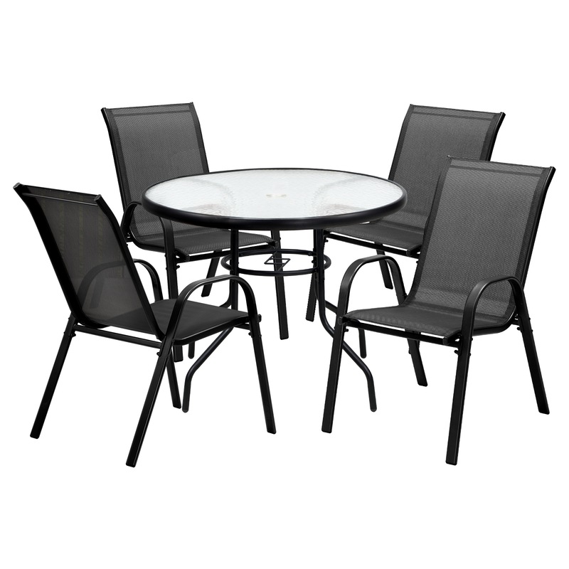 Buy Livsip 5PCS Outdoor Dining Setting 90cm Table Patio Furniture Bistro Set Black MyDeal