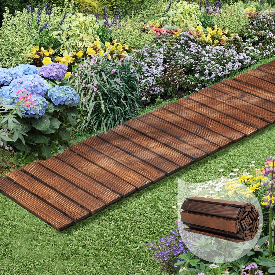 Buy Livsip Garden Outdoor Wooden Pathway 8ft Walkway Charcoal ...