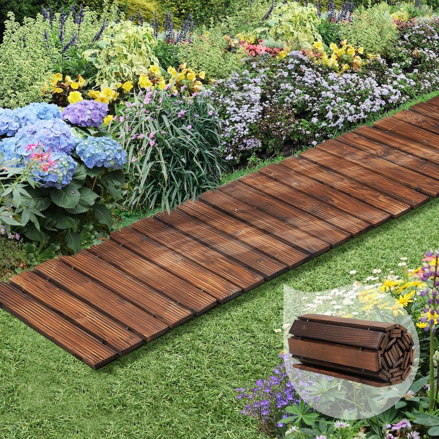 Buy Path Way Buy Livsip Garden Outdoor Wooden Pathway 8ft Walkway Charcoal ...