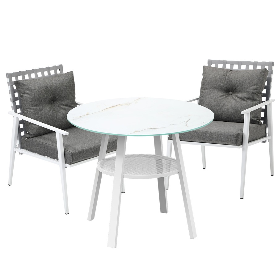 Livsip Outdoor Dining Set 2 Seater Patio Furniture Rattan Armchair Glass Table