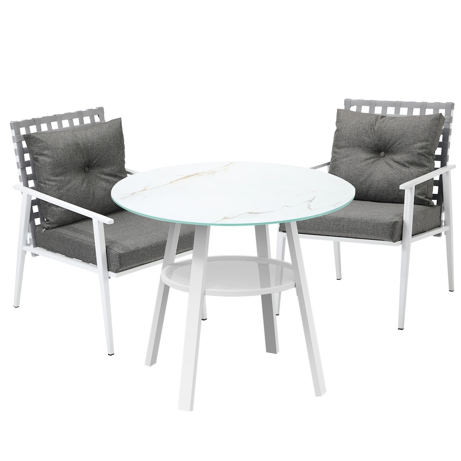 Livsip Outdoor Dining Set 2 Seater Patio Furniture Rattan Armchair Glass Table