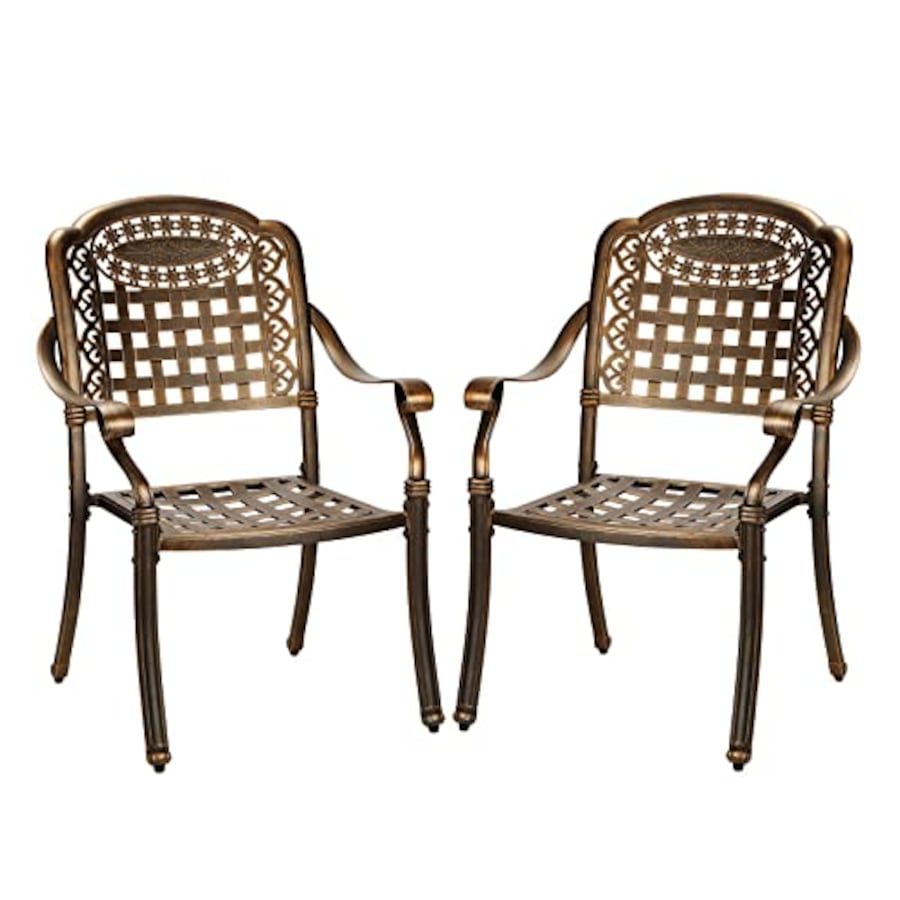 Livsip Outdoor Furniture Dining Chairs Cast Aluminium Garden Patio Chairs x2