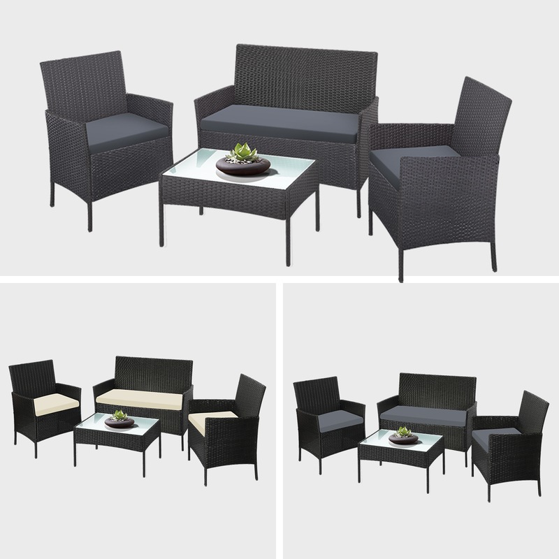 Buy Livsip Outdoor Furniture Setting 4Piece Lounge Dining Set Wicker Garden Patio MyDeal