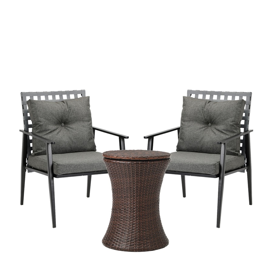 Buy Livsip Outdoor Furniture Setting Ice Bucket Brown Table 2 Seater ...
