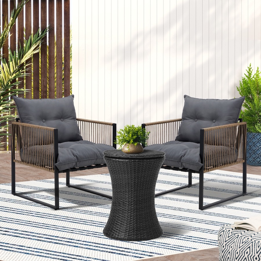 Buy Livsip Outdoor Patio Set Ice Bucket Black Table Rattan Bistro ...