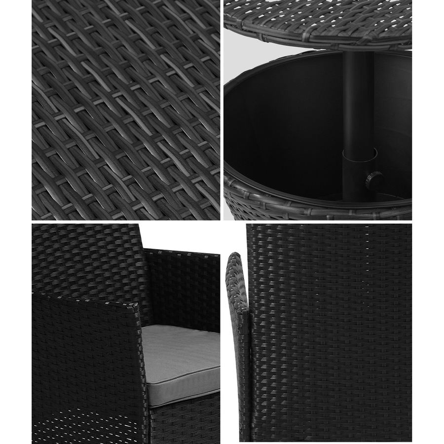 Livsip Outdoor Patio Set Ice Bucket Table Black Bistro Setting 3pcs