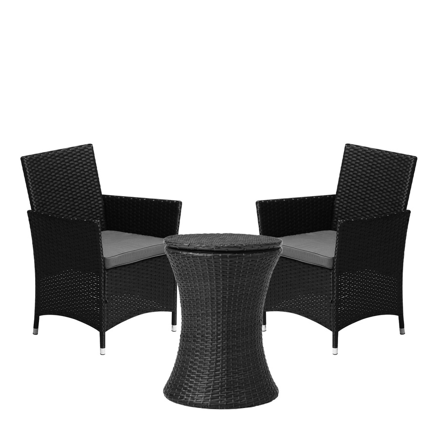 Livsip Outdoor Patio Set Ice Bucket Table Black Bistro Setting 3pcs