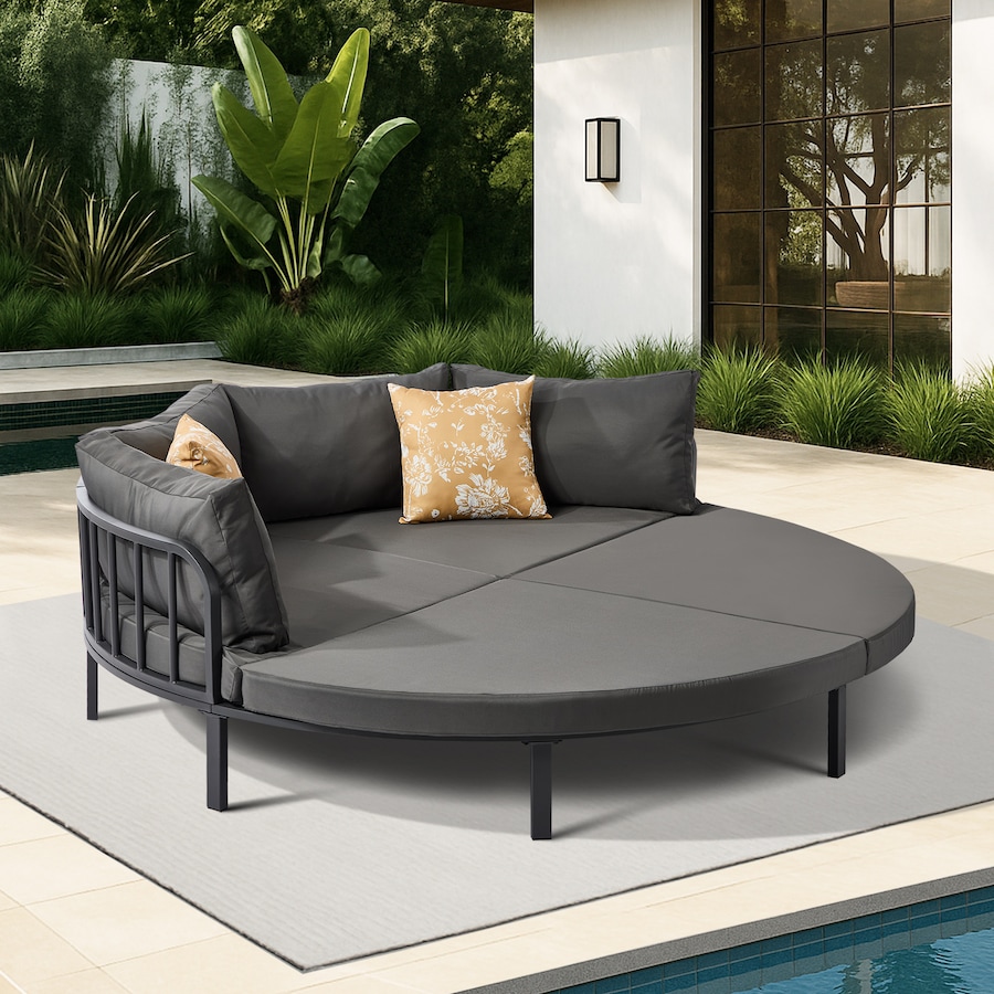 Livsip Outdoor Round Daybed Large Sun Lounge Setting Furniture Lounger Sofa