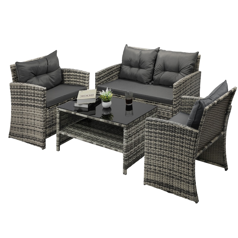 Buy Livsip Outdoor Sofa Set Patio Furniture Wicker Table Chair Garden ...