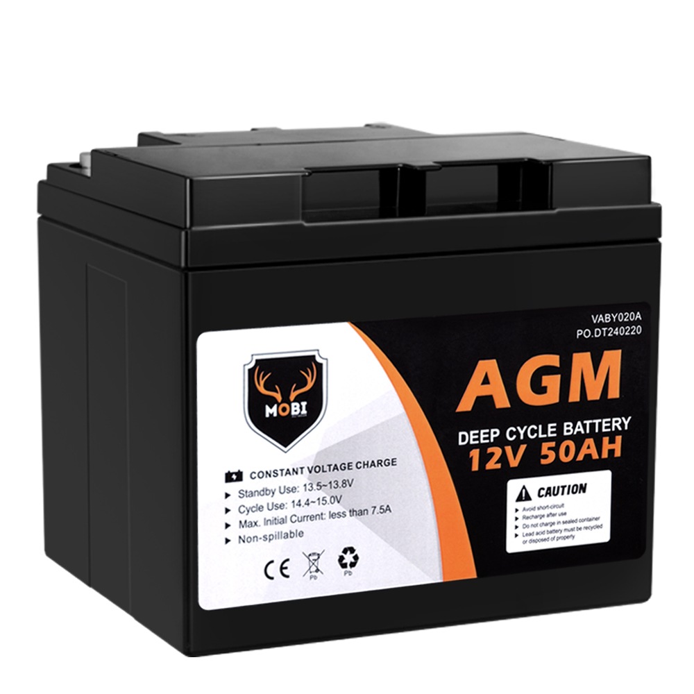 MOBI 12V 50Ah AGM Battery Deep Cycle Mobility Scooter Golf Cart Camping Volt