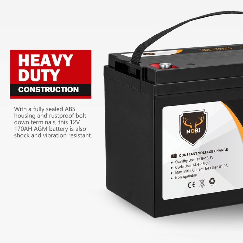 Buy MOBI 170AH 12V AGM Deep Cycle Battery Golf Cart Buggy Camping