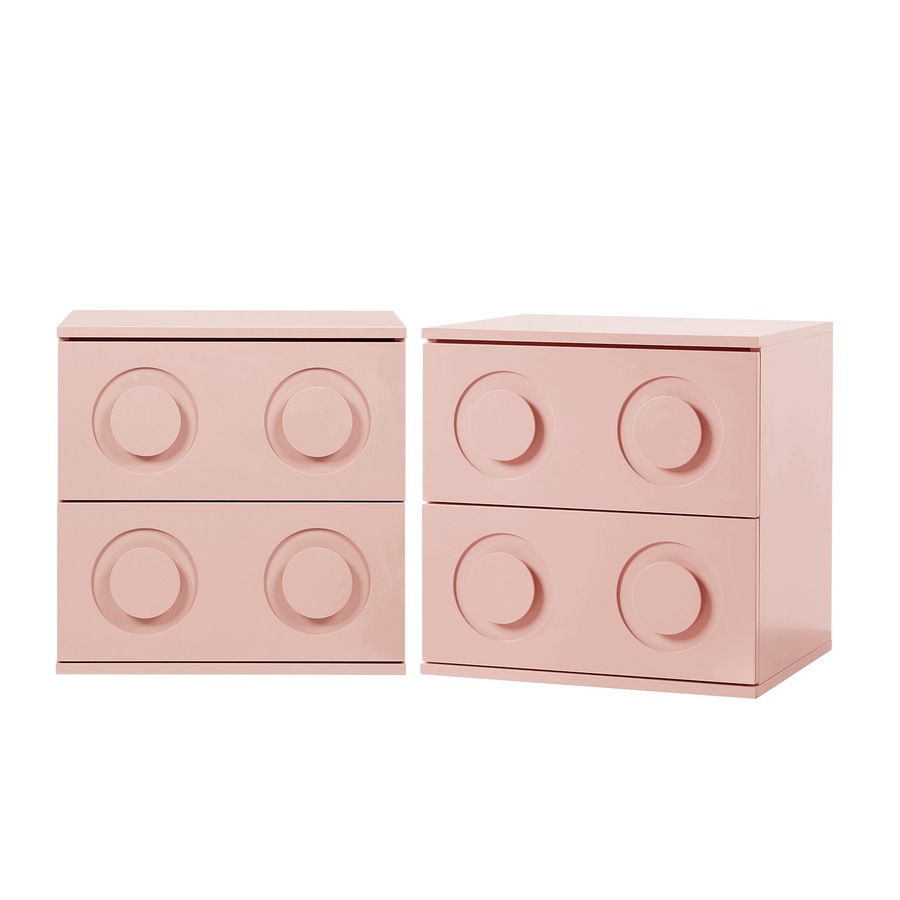 Oikiture 2x Bedside Table 2 Drawers Nightstand Side Storage Cabinet Pink