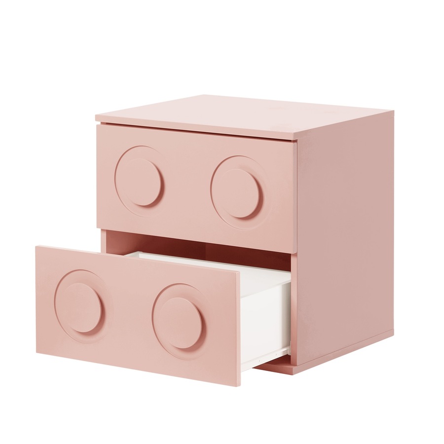 Oikiture 2x Bedside Table 2 Drawers Nightstand Side Storage Cabinet Pink