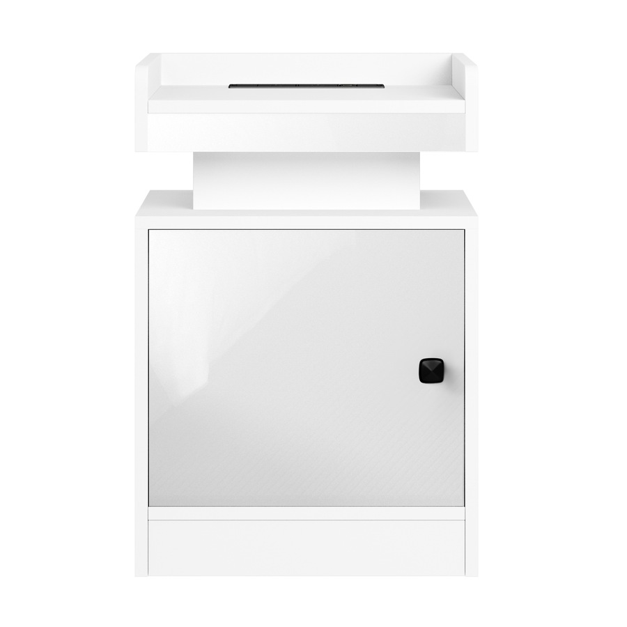 Oikiture 2x Bedside Table LED Nightstand USB Charging Station Side Table White