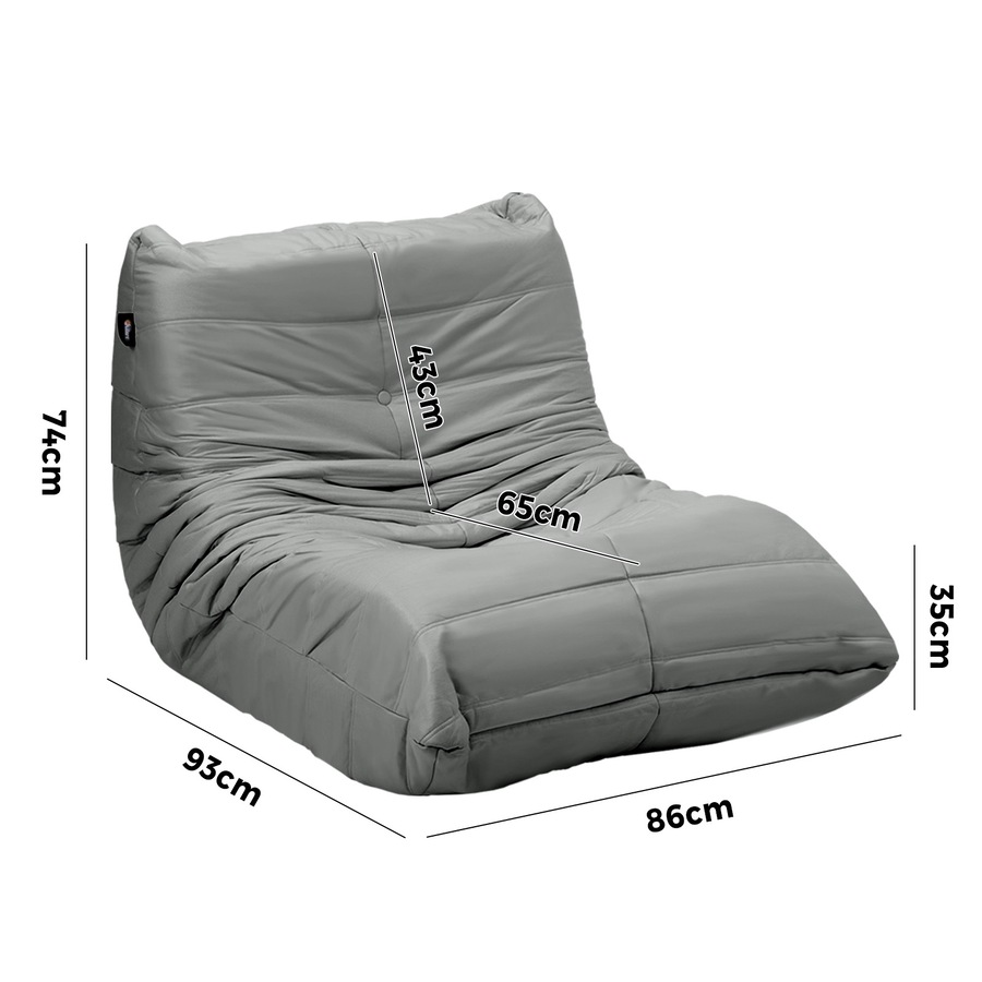 Oikiture 2X Floor Sofa Lounge Caterpillar Couch Single Accent Chair Pouffe Grey