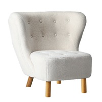 Oikiture Armchair Lounge Accent Chair Armchairs Couches Sofa Bedroom Wood White