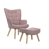 Oikiture Armchair Lounge Chair Ottoman Accent Armchairs Fabric Sofa Chairs Pink