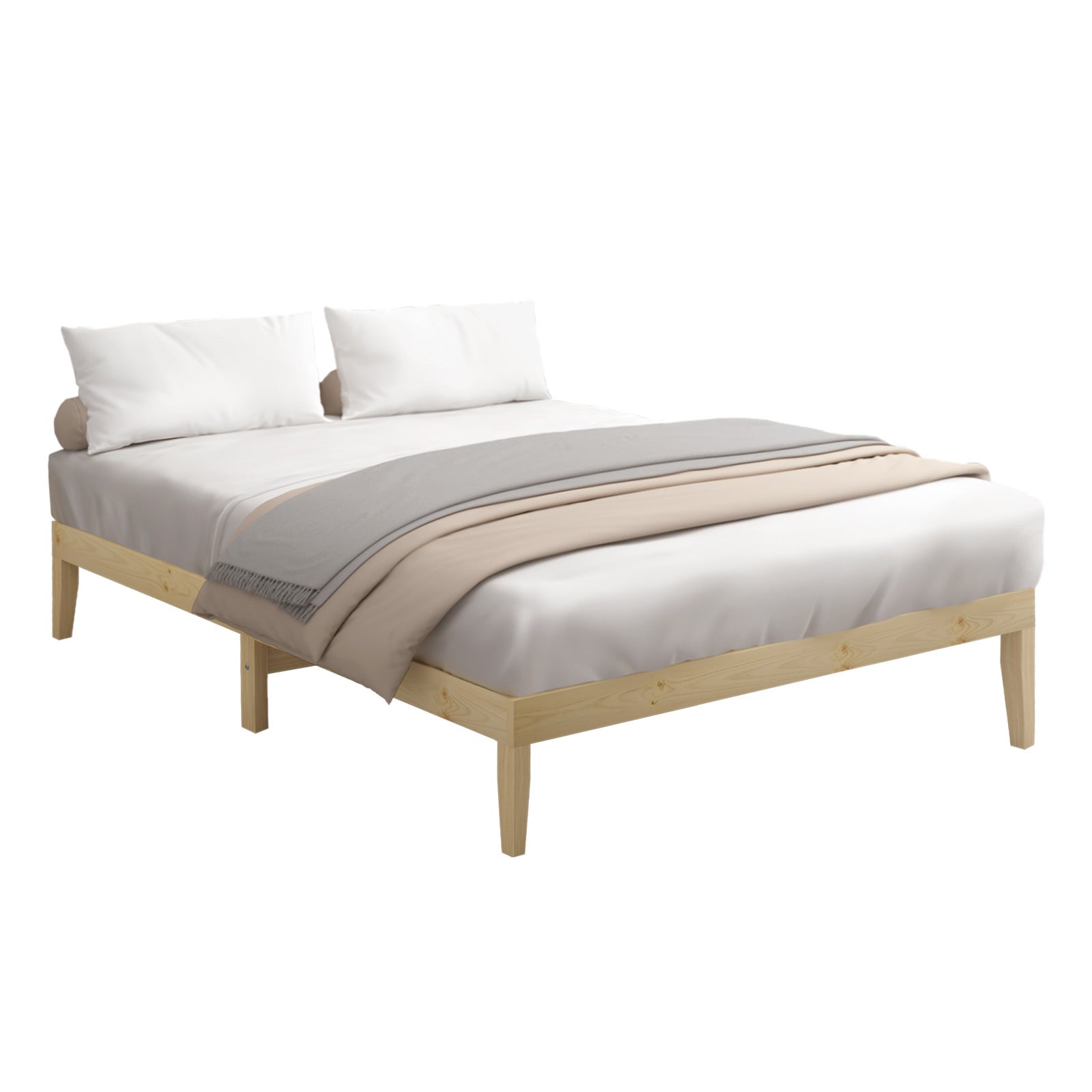 Oikiture Bed Frame Double Single King Single Size Wooden Timber Mattress Base