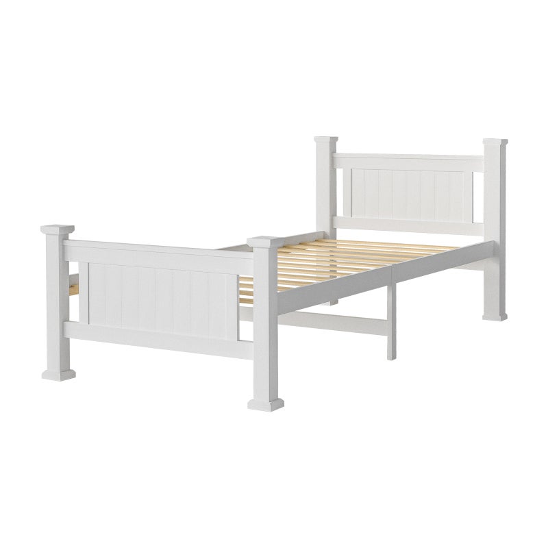 Buy Oikiture Bed Frame King Single Size Wooden Pine Wood Timber White ...