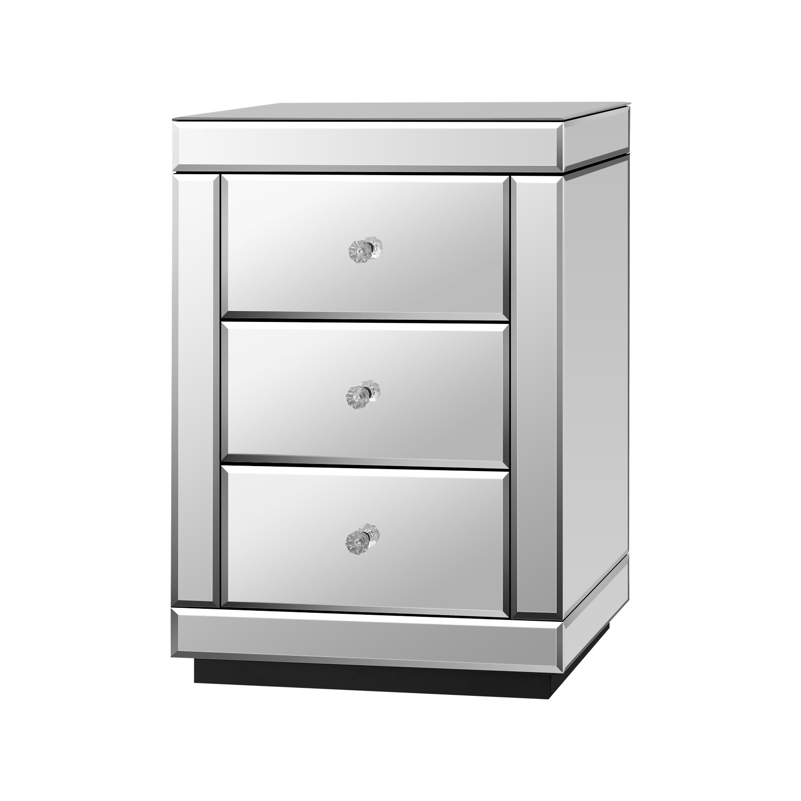 Buy Oikiture Bedside Table Mirrored Storage 3 Drawers Cabinet ...