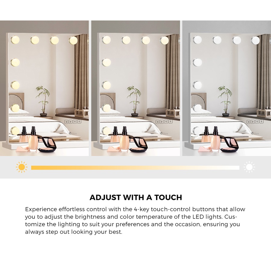 Oikiture Bluetooth Hollywood Makeup Mirrors with LED Light 58x46cm Vanity Mirror