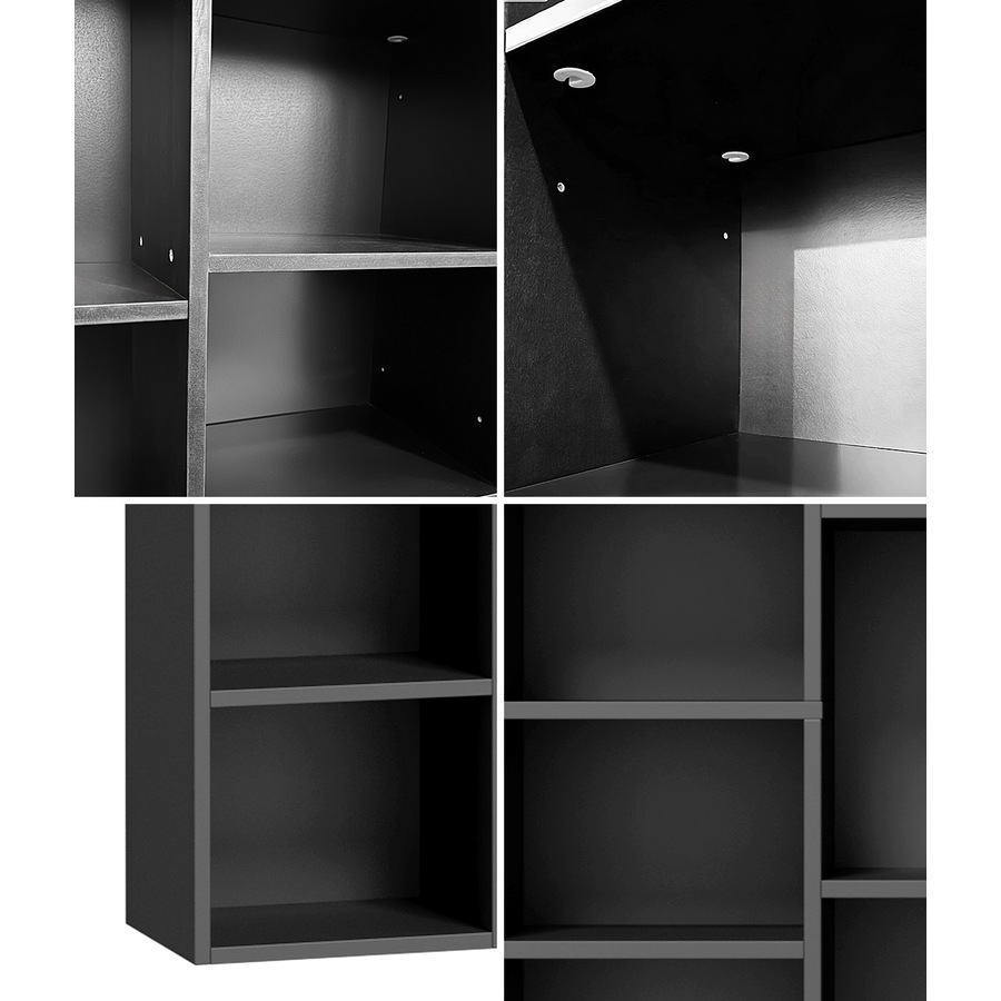 Oikiture Bookshelf Display Shelf CD DVD Storage Media Rack Stand Bookcase Black