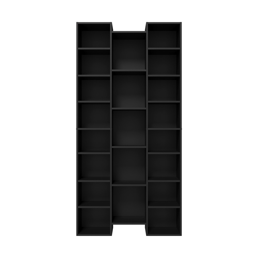 Oikiture Bookshelf Display Shelf CD DVD Storage Media Rack Stand Bookcase Black
