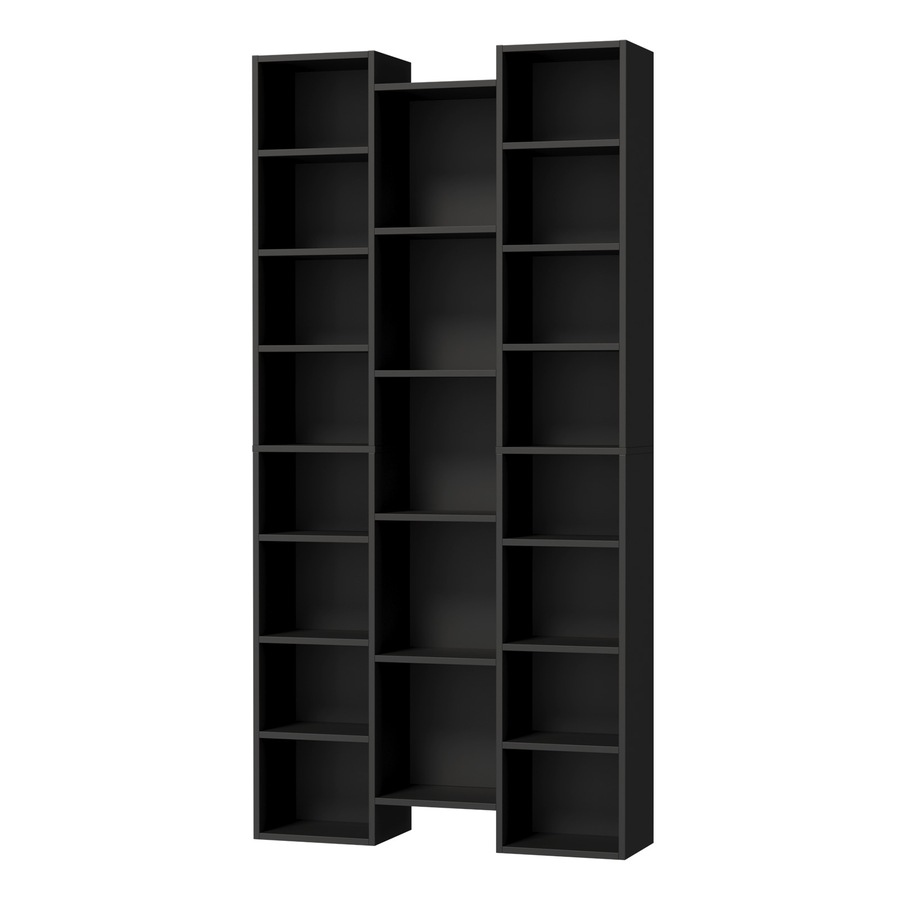 Oikiture Bookshelf Display Shelf CD DVD Storage Media Rack Stand Bookcase Black