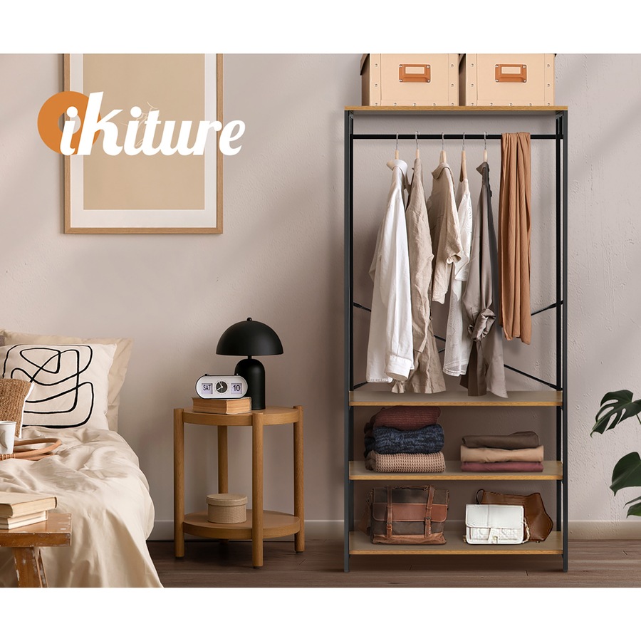 Buy Oikiture Clothes Rack Open Wardrobe Garment Coat Hanging Rail Metal ...