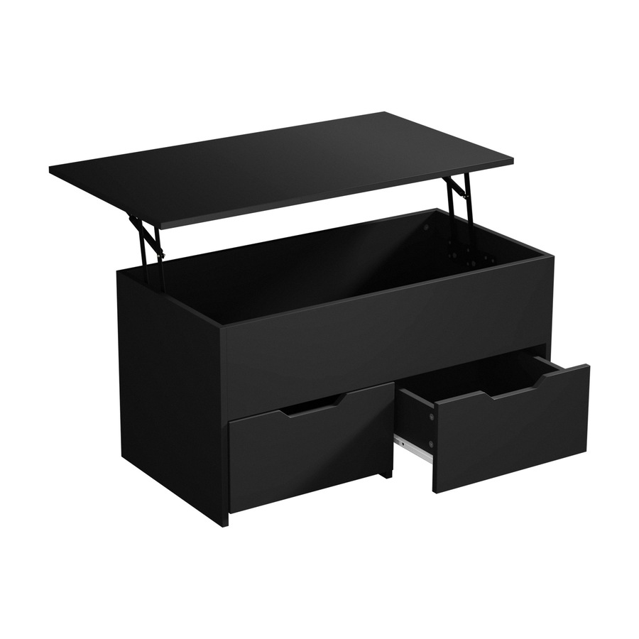 Oikiture Coffee Table Lift Up Top Hidden Storage Laptop Desk 2 Drawers Black