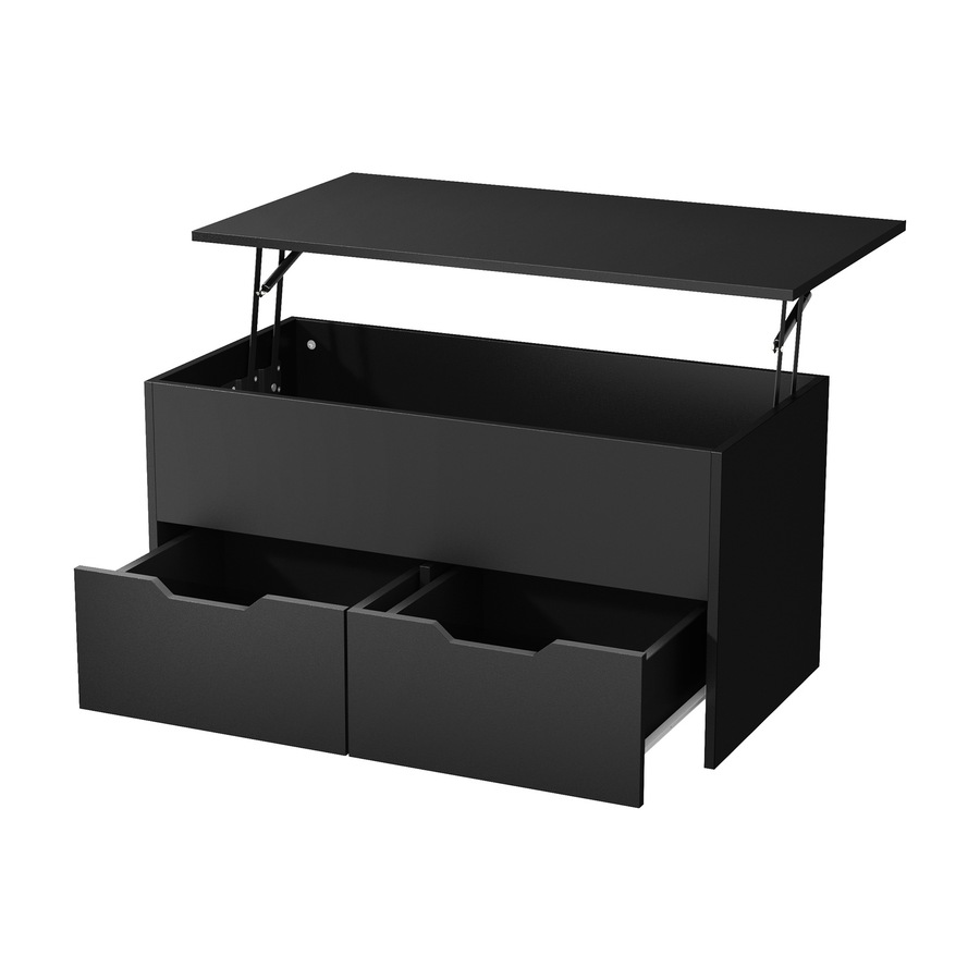 Oikiture Coffee Table Lift Up Top Hidden Storage Laptop Desk 2 Drawers Black