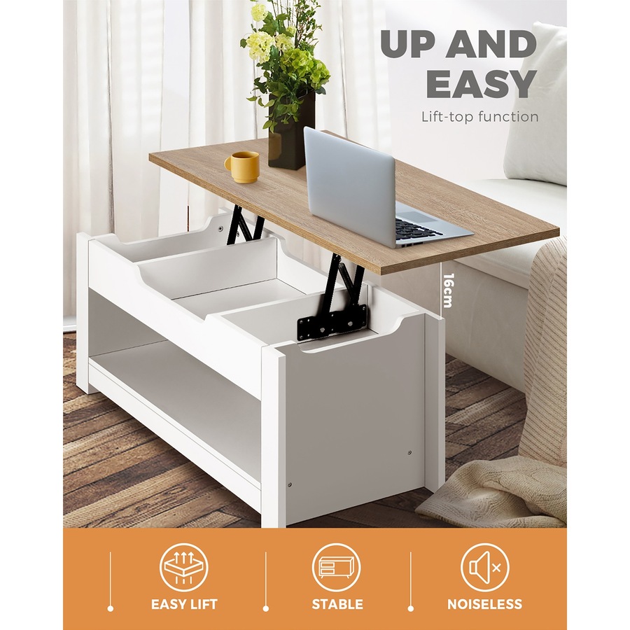 Oikiture Coffee Table Lift Up Top Modern Tables Hidden Storage Shelf Display