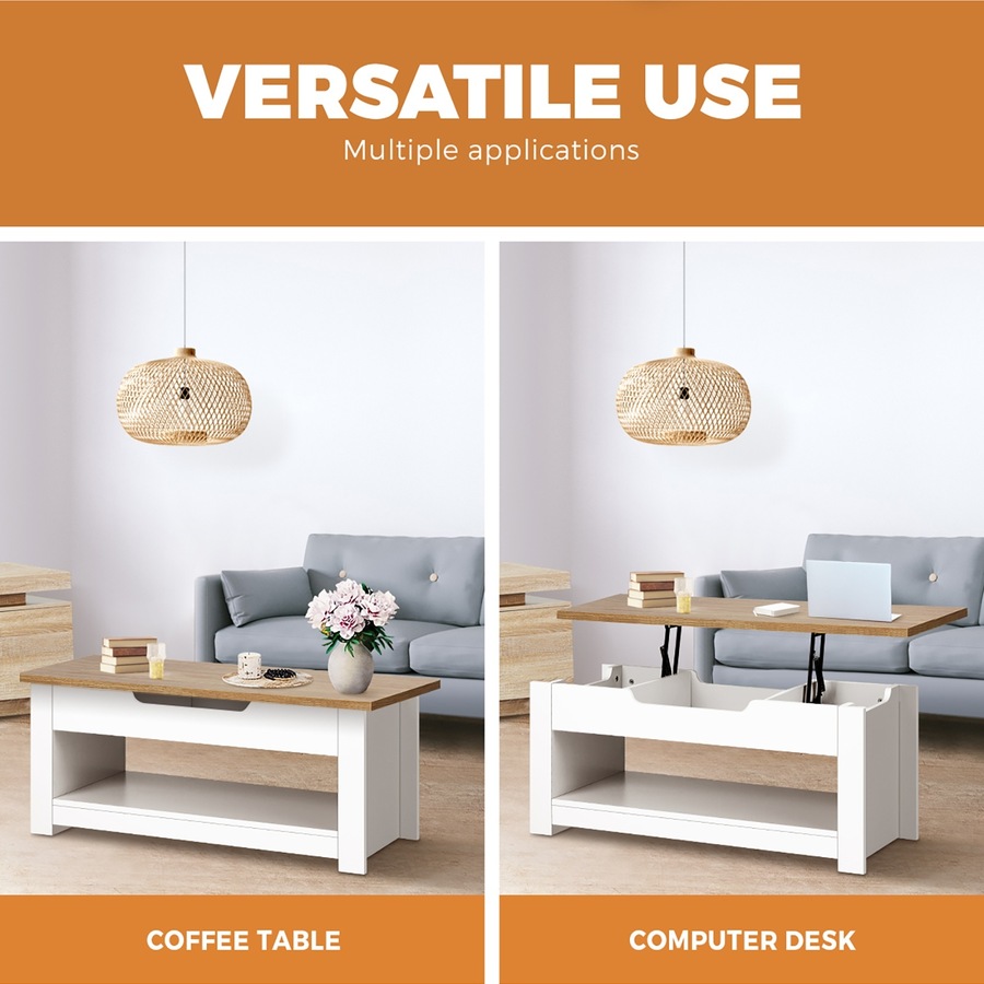 Oikiture Coffee Table Lift Up Top Modern Tables Hidden Storage Shelf Display