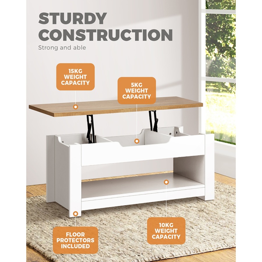 Oikiture Coffee Table Lift Up Top Modern Tables Hidden Storage Shelf Display