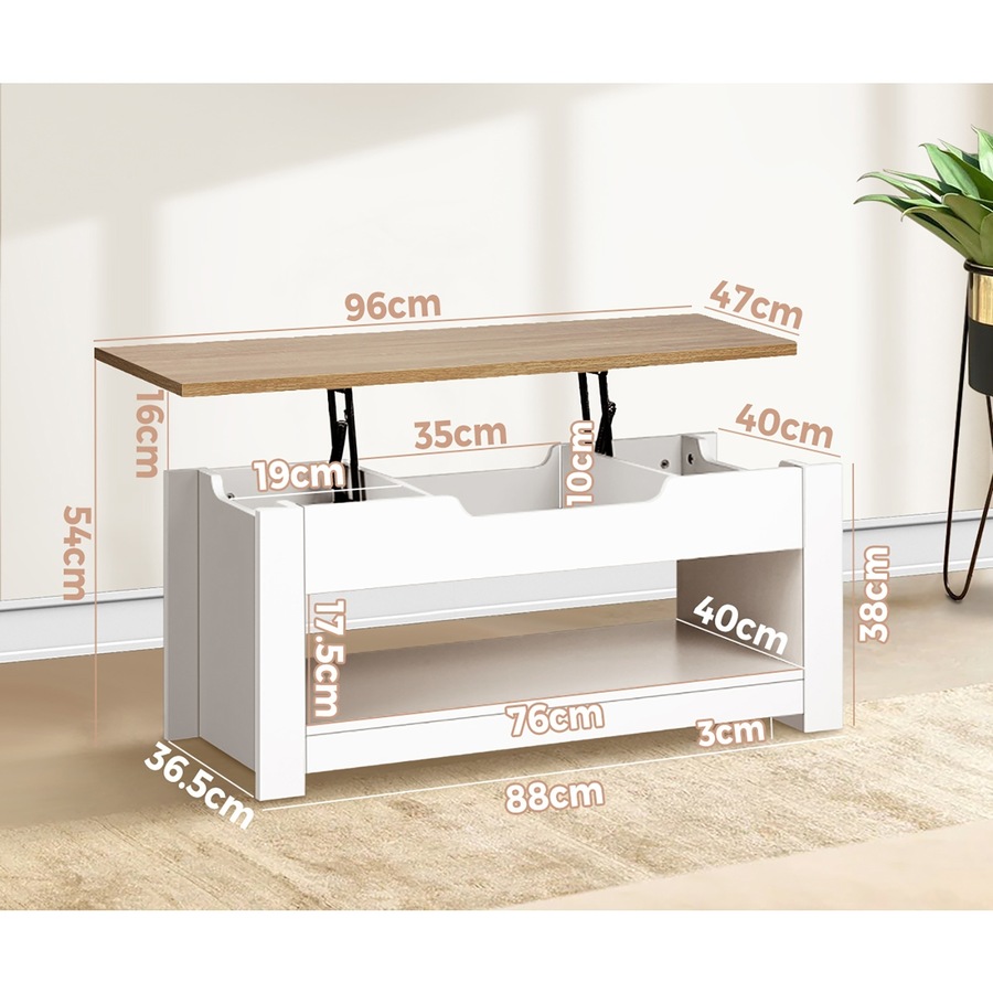 Oikiture Coffee Table Lift Up Top Modern Tables Hidden Storage Shelf Display