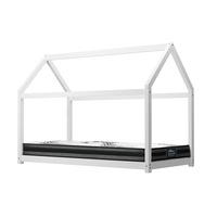 Oikiture Kids Bed Frame With Single Mattress Set House Style White