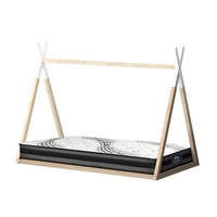 Oikiture Kids Bed Frame With Single Mattress Set Teepee House Style