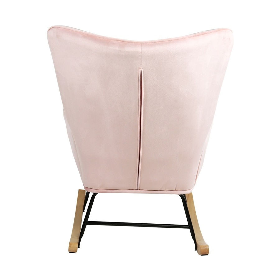 Oikiture Rocking Chair Nursing Armchair Velvet Accent Chairs Upholstered Pink