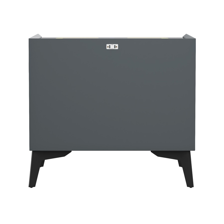 Oikiture Smart Bedside Table Wireless Charging LED 2 Drawers Nightstand Grey