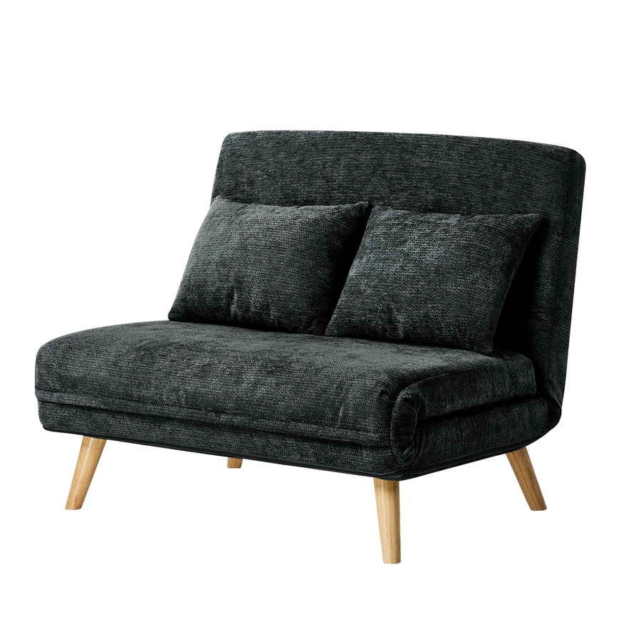 Oikiture Sofa Bed Lounge Chair Chenille Recliner Love Sofa Double Seat Charcoal