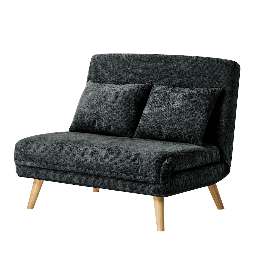 Oikiture Sofa Bed Lounge Chair Chenille Recliner Love Sofa Double Seat Charcoal