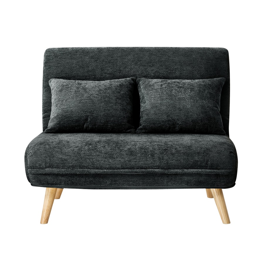 Oikiture Sofa Bed Lounge Chair Chenille Recliner Love Sofa Double Seat Charcoal