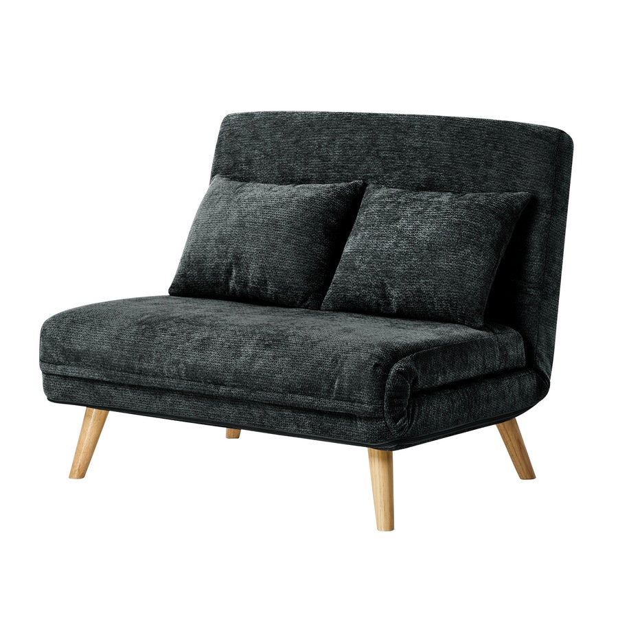 Oikiture Sofa Bed Lounge Chair Chenille Recliner Love Sofa Double Seat Charcoal