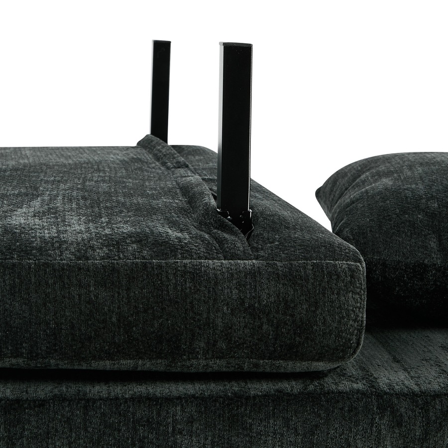 Oikiture Sofa Bed Lounge Chair Chenille Recliner Love Sofa Double Seat Charcoal