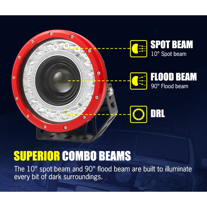 LightFox 9inch CREE LED Driving Lights Pair LED Spot Round Spotlights