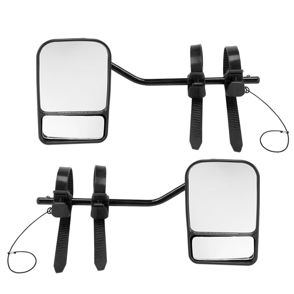 SAN HIMA 2x Towing Mirrors Pair Clip on Multi Fit Clamp On Towing Caravan 4X4 Trailer